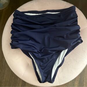 Ruched Navy Swim Bottom